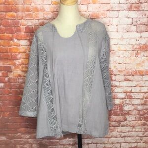Gray Boho Peasant Blouse
